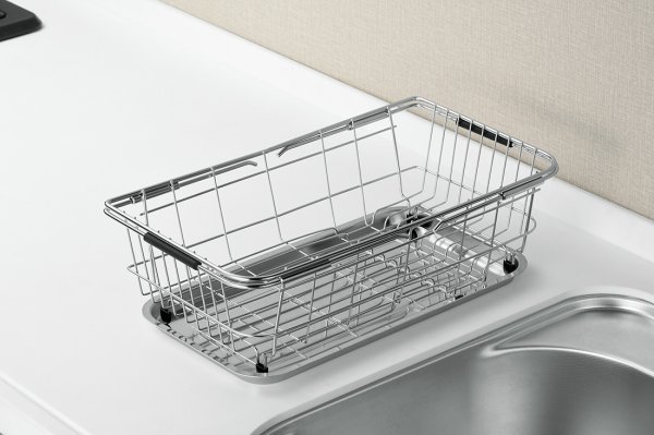 画像1: スライドスリムバスケット　トレー付き (1)